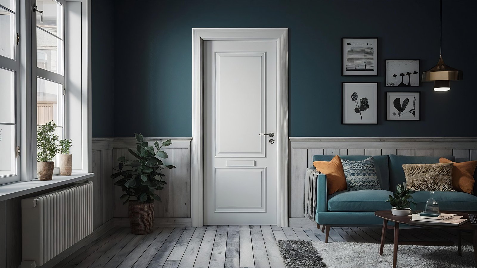 white-door-interior-with-white-wall-3d-rendering